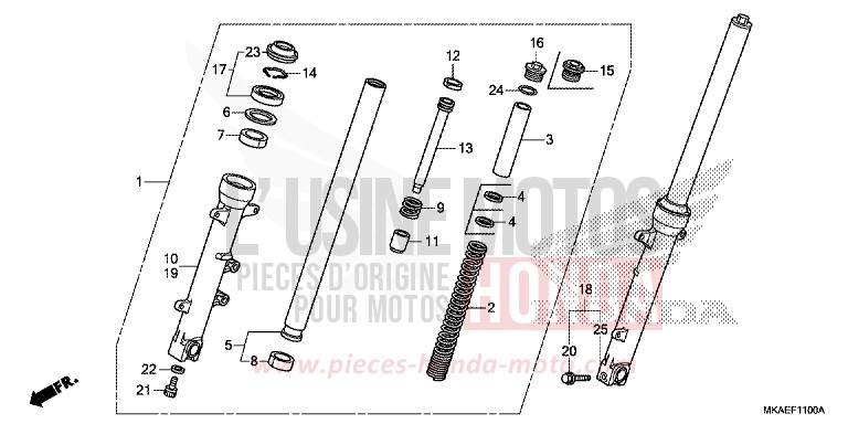 GABEL, VORNE von Integra 750 MAT BALLISTIC BLACK METALLIC (NHA86) von 2019